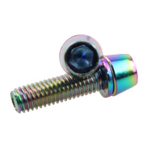 MEETOOT 6pcs M5x18 Tapered Head Bolt with Washer, Colorful Stainless Steel M5 Screw for Bike Bicycle Stems Handlebar