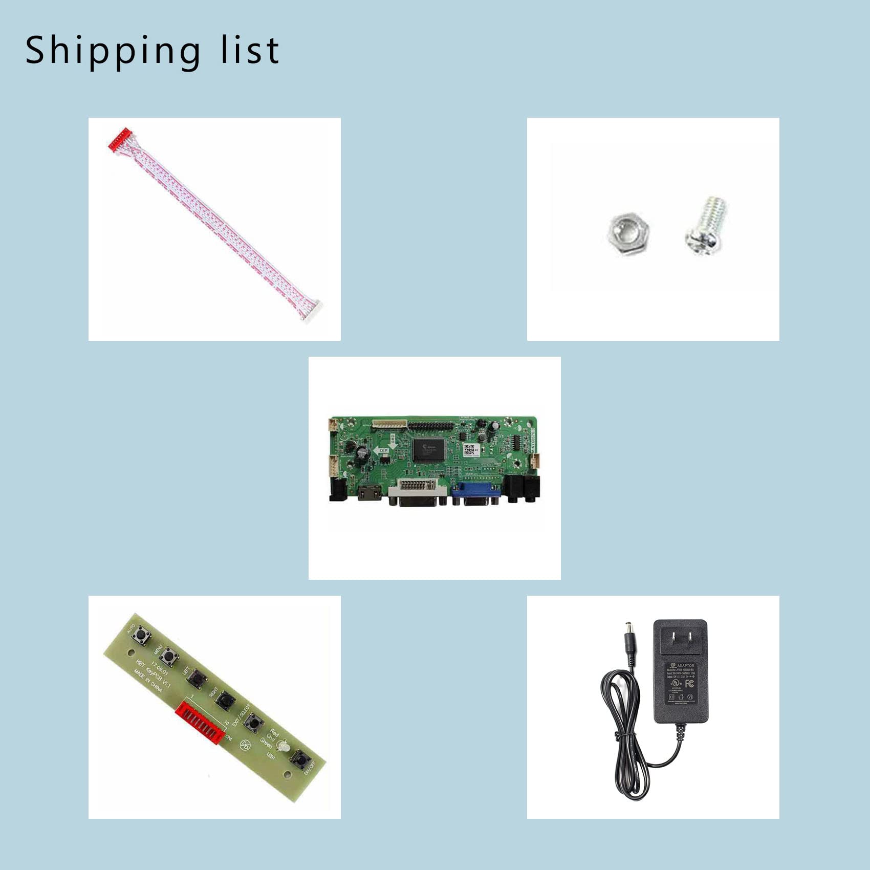 VSDISPLAY for 17 inch 4:3 1280X960 DV170YGZ-N10 DV170YGM-N10 HD-MI DVI VGA Audio LCD Controller Board and 12V DC 2A Power Adapter Supply US Plug with 5.5x2.1 mm / 3.5x1.35 mm Port