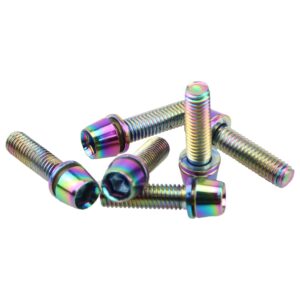 meetoot 6pcs m5x18 tapered head bolt with washer, colorful stainless steel m5 screw for bike bicycle stems handlebar