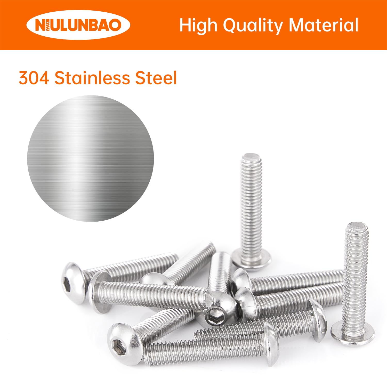 M5-0.8 x 50mm Button Head Socket Cap Screws Bolts 304 Stainless Steel Metric Machine, Allen Hex Drive, Bright Finish Fully Threaded 25PCS