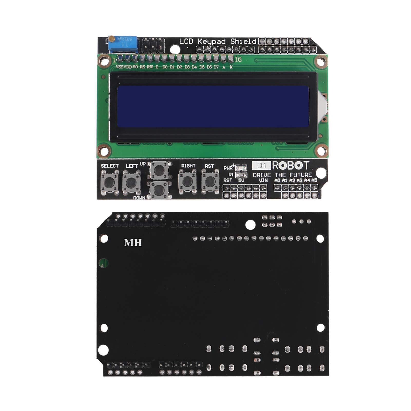 ACEIRMC 2pcs 1602 LCD Keypad Shield 1602 LCD Expansion Shield Board Blue Backlight 4.5-5.5V for Arduino R3 MEGA2560 Nano DUE Duemilanove Robot (5pcs)