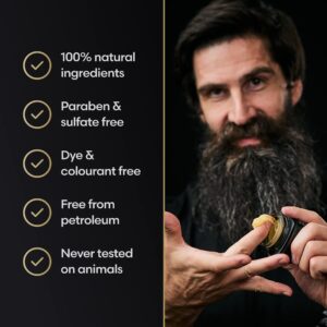 The Beard Struggle Warrior’s Beard Balm - Gold Collection, Hoenir's Poem - Non-Greasy Low-Hold Formula, Luxurious Cologne-Grade Fragrances 100% Natural and Plant-Based Ingredients - 50g