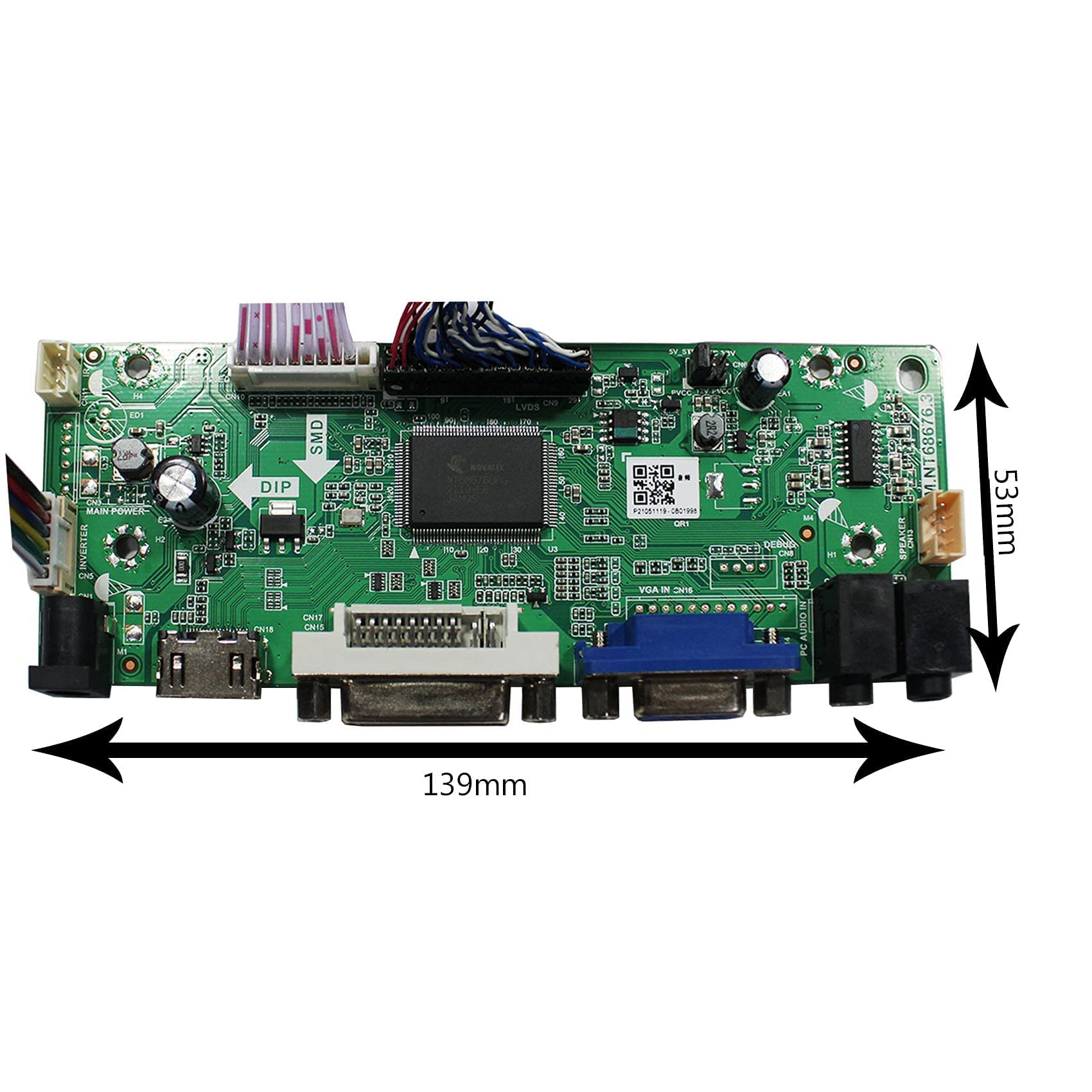 VSDISPLAY for 17 inch 4:3 1280X960 DV170YGZ-N10 DV170YGM-N10 HD-MI DVI VGA Audio LCD Controller Board and 12V DC 2A Power Adapter Supply US Plug with 5.5x2.1 mm / 3.5x1.35 mm Port