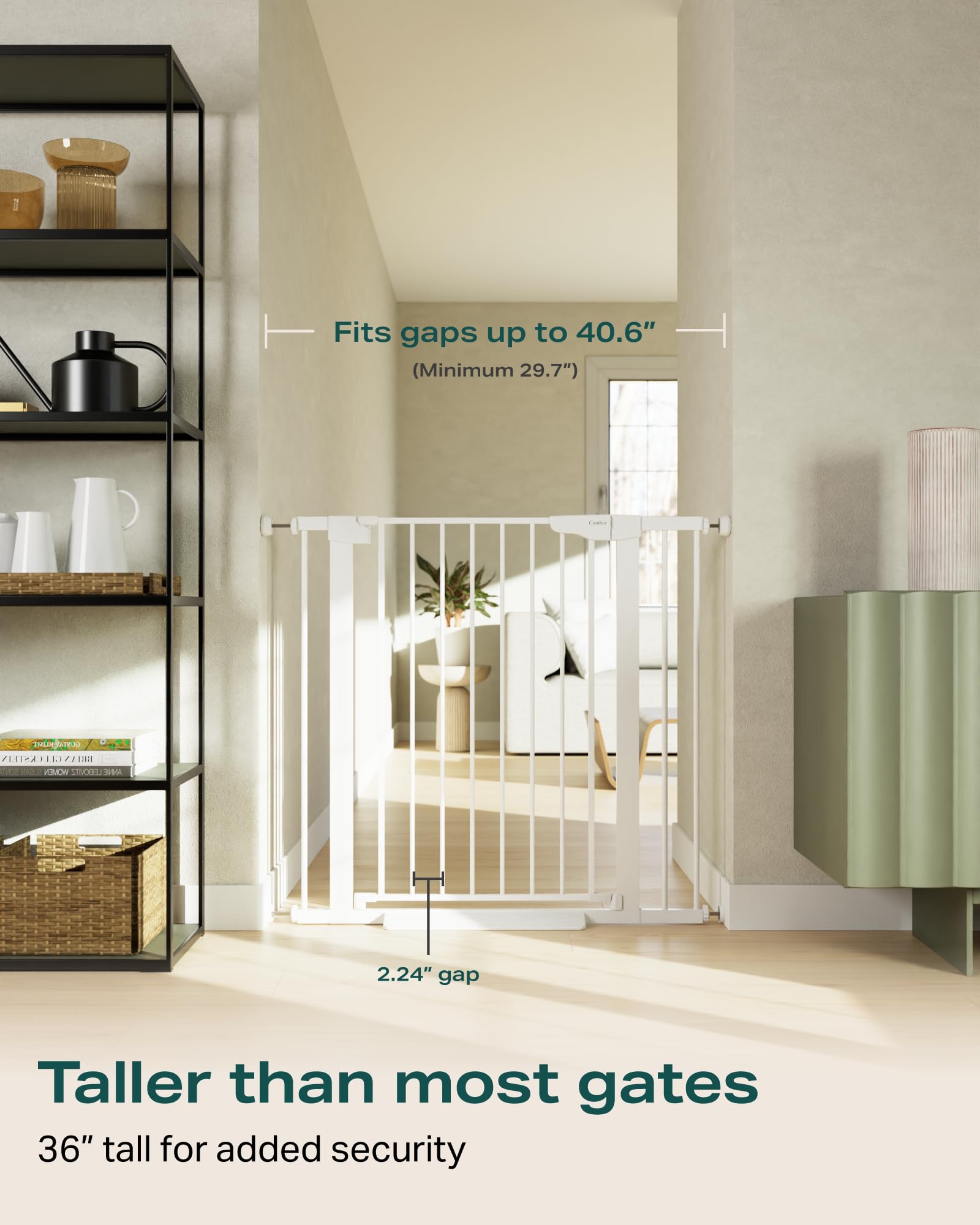 Cumbor 36" Extra Tall, 29.7"- 40.6" Width Baby Gate & Cumbor 30.5" Tall, 29.5"-51.6" Width Dog Gate for House, Stairs, Doorways