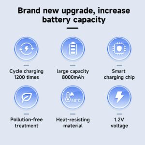 Palowextra Rechargeable D Batteries Ni-MH 1.2V 8000mAh D Size Battery Cell with Storage Case, 6 Pack