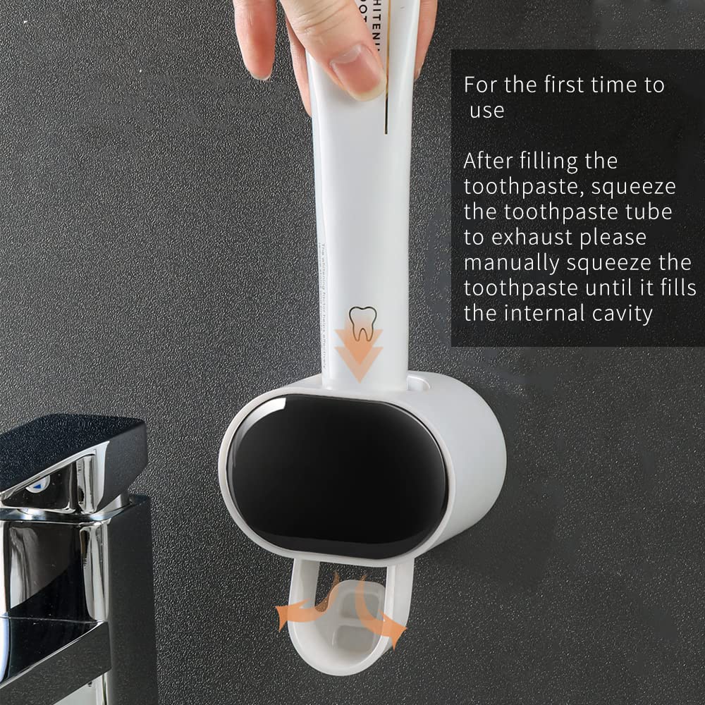 So Nice Toothpaste Dispenser【Dual Traffic Mode】 Wall Mount for Bathroom Automatic Toothpaste Squeezer, Black,Visualization of Toothpaste Flow Rate (Black)