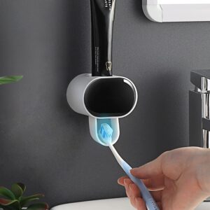 So Nice Toothpaste Dispenser【Dual Traffic Mode】 Wall Mount for Bathroom Automatic Toothpaste Squeezer, Black,Visualization of Toothpaste Flow Rate (Black)