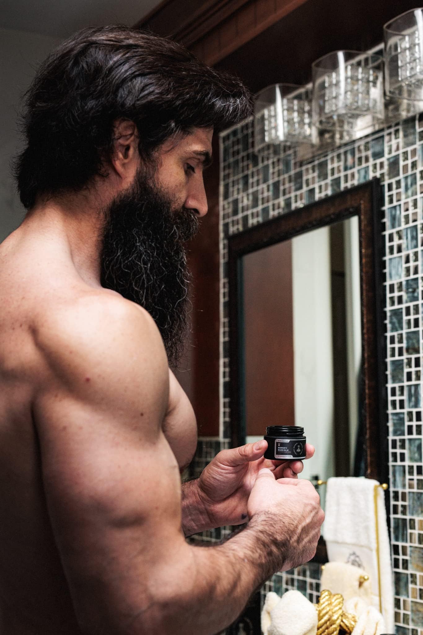 The Beard Struggle Warrior’s Beard Balm - Gold Collection, Hoenir's Poem - Non-Greasy Low-Hold Formula, Luxurious Cologne-Grade Fragrances 100% Natural and Plant-Based Ingredients - 50g