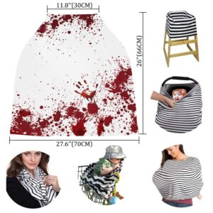 Baby Nursing Cover Carseat Canopy Spooky Bloody Halloween Cruel Handprint Breathable Privacy Breastfeeding Scarf Horror Red White Multi Use Car Seat Covers for Boys or Girls