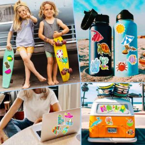 Summer Beach Stickers Ocean Animal Stickers Combo 100 PCS, Vinyl Waterproof Ocean Theme Stickers Bulk for Kids Teens Adults, Cute Sea Animal Stickers for Water Bottle, Laptop, Surfboard, Luggage