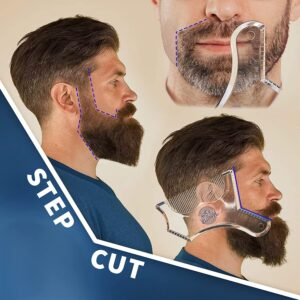 Jsaga 2 PACK Beard Shaper Kit And Barber Pencil - Premium Shaping Tool - 100% Clear | Many Styles - The Ultimate Beard/Hair Lineup - Beard Stencil Guide Template Outliner, Black, 1.0 Count