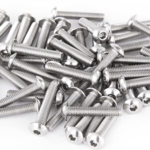 M5-0.8 x 50mm Button Head Socket Cap Screws Bolts 304 Stainless Steel Metric Machine, Allen Hex Drive, Bright Finish Fully Threaded 25PCS