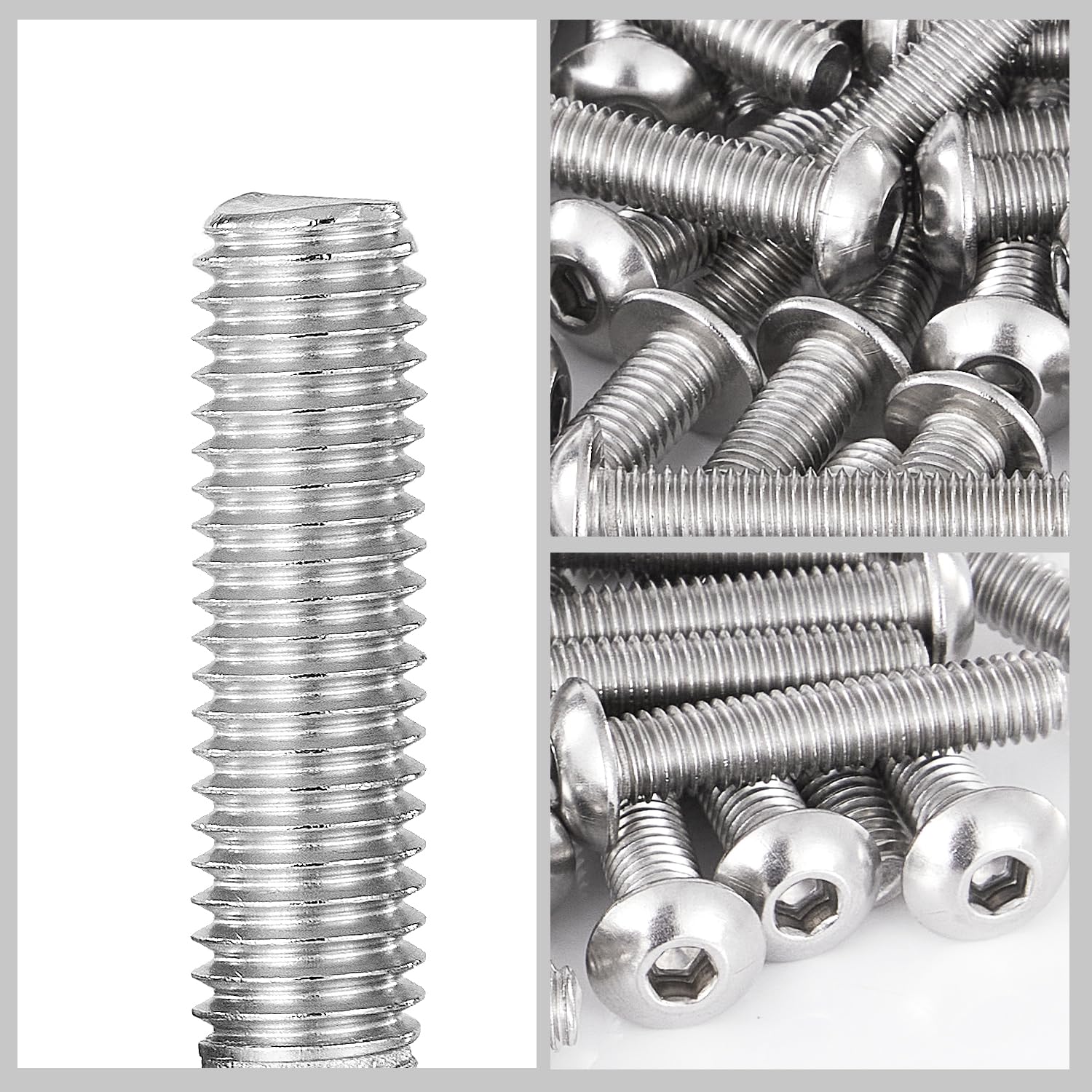 M5-0.8 x 50mm Button Head Socket Cap Screws Bolts 304 Stainless Steel Metric Machine, Allen Hex Drive, Bright Finish Fully Threaded 25PCS