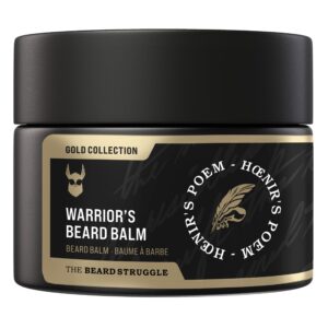 the beard struggle warrior’s beard balm - gold collection, hoenir's poem - non-greasy low-hold formula, luxurious cologne-grade fragrances 100% natural and plant-based ingredients - 50g