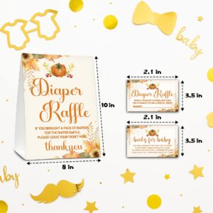 Baby Shower Cards Kit,Happy Fall Thanksgiving Day Set of 25 Baby Shower Invitations with Envelopes, Book Request Cards for Baby Shower,Autumn Pumpkin Baby Shower Party Favor Decoration(02)