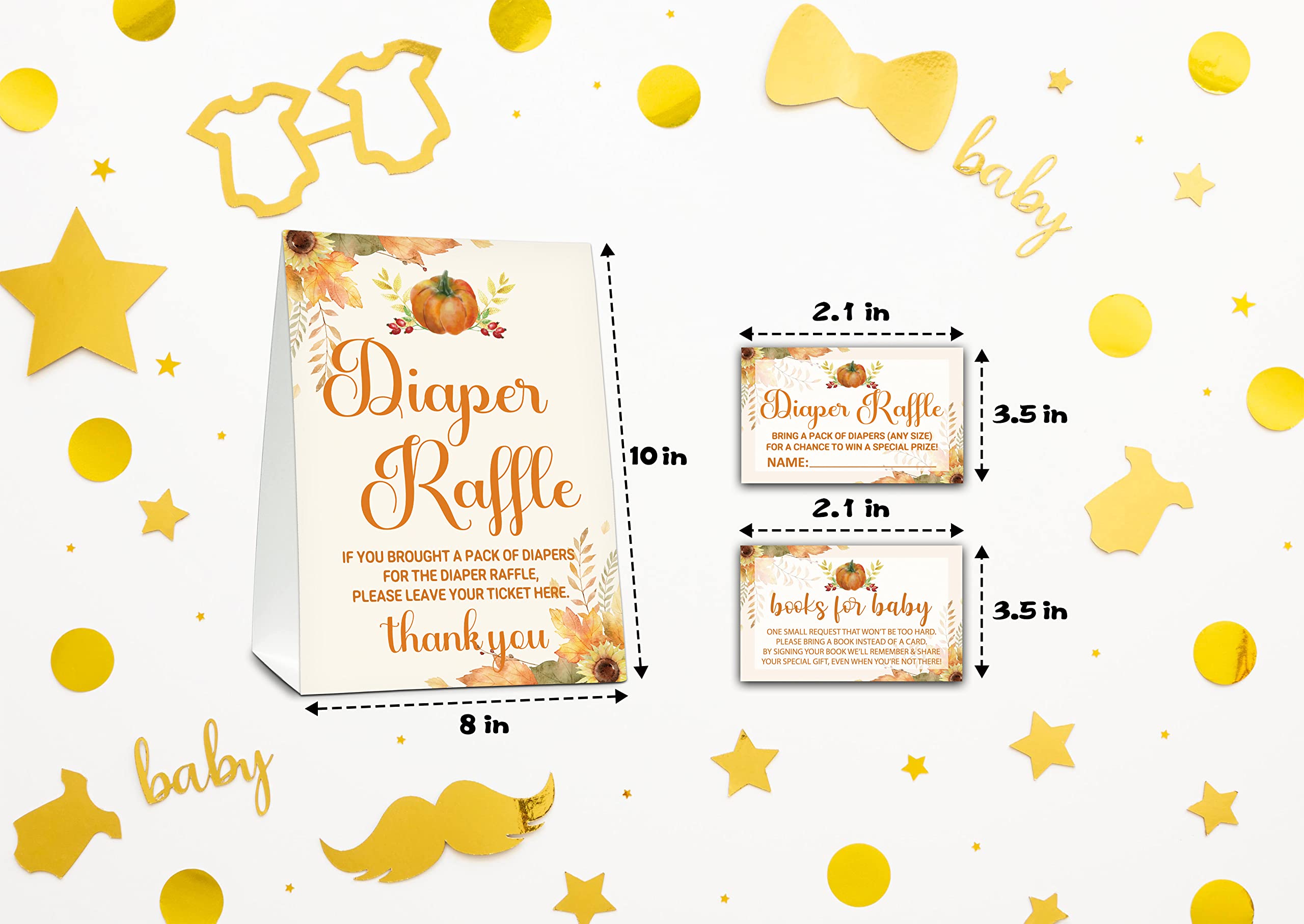 Baby Shower Cards Kit,Happy Fall Thanksgiving Day Set of 25 Baby Shower Invitations with Envelopes, Book Request Cards for Baby Shower,Autumn Pumpkin Baby Shower Party Favor Decoration(02)