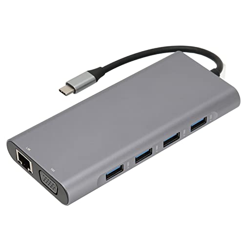 USB C Hub, 11 in 1 USB C to 4K HD HDMI, VGA, Ethernet, 100W PD, 2 USB 3.0, 2 USB 2.0, Audio, SD/TF Card Reader Multport Adapter for Macbook2019/2018/2017, Type C Devices, etc