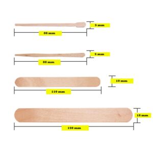 [300 Pcs] 4 Style Assorted Wooden Waxing Sticks 300, Hair Removal Sticks Applicator,Spatulas, For Brazilian waxing and Eyebrow,Leg and Small to Large area