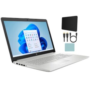 2022 HP Pavilion 17.3’’ HD+ HD+ Anti-Glare Laptop PC, Intel 11th Gen Core i3-1115G4, 8GB DDR4 RAM, 256GB PCIe SSD, HD Webcam, HDMI, Bluetooth, WiFi, Windows 11 Home, Silver + Accessories (Renewed)