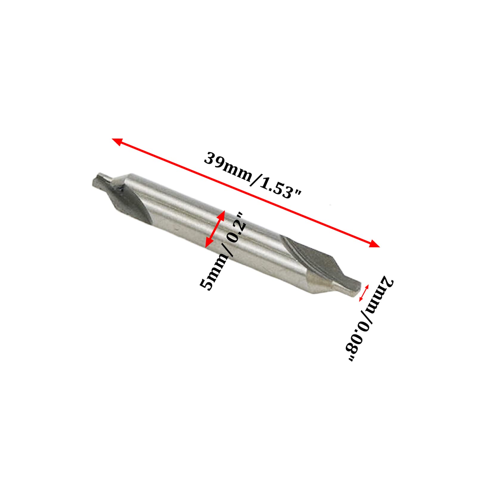 Rannb Center Bits Drill 2mm Tip Diameter HSS Center Spotting Drill Bit Countersink Tools for Lathe Metalworking -10pcs