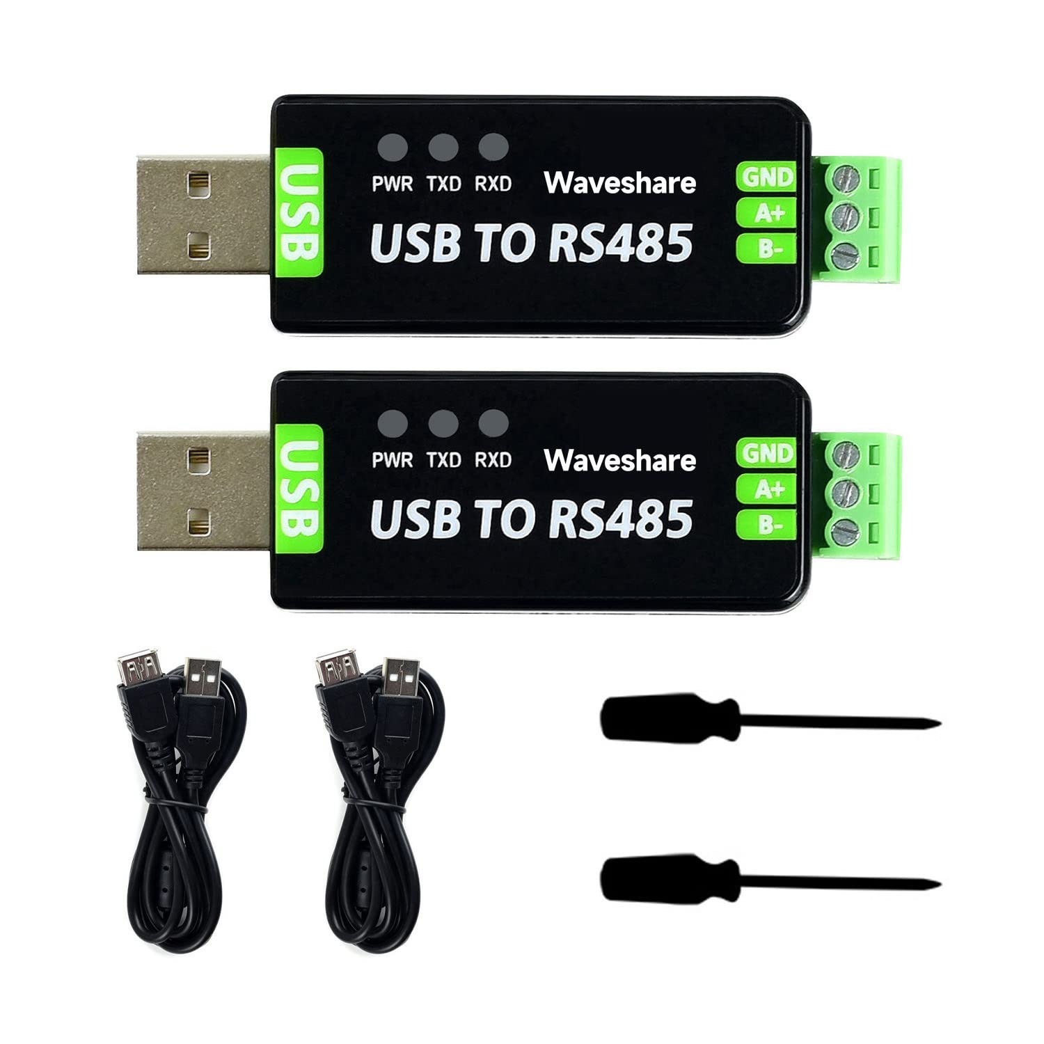 2PCS Waveshare Industrial USB to RS485 Converter with Original FT232RL and SP485EEN Embedded Protection Circuits for Industrial Control Equipments and/or Applications