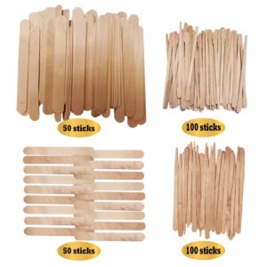 [300 Pcs] 4 Style Assorted Wooden Waxing Sticks 300, Hair Removal Sticks Applicator,Spatulas, For Brazilian waxing and Eyebrow,Leg and Small to Large area