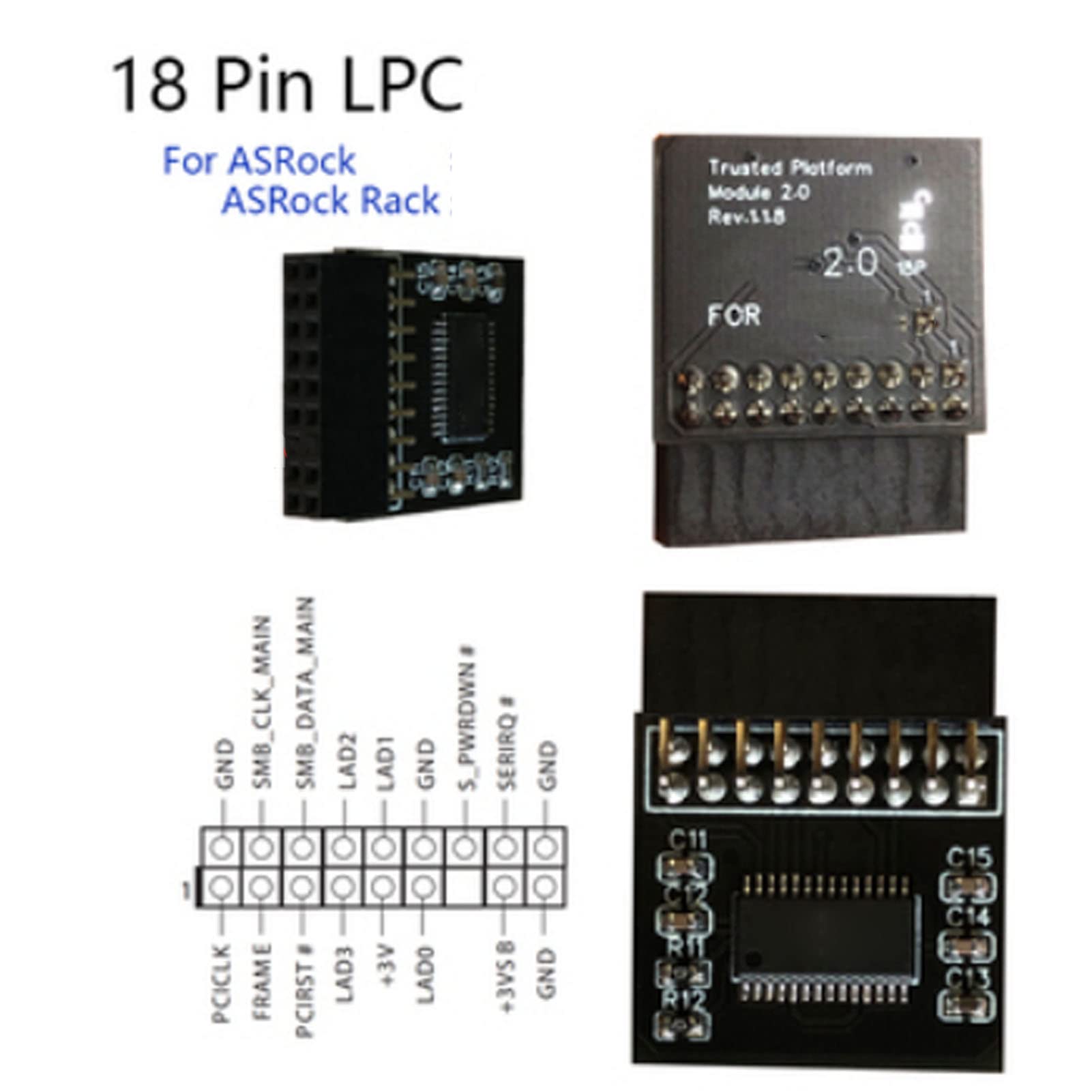 Module, 18 Pin Interface Encryption Security Module Independent Encryption Processor Module for 18 pin TPM2.0