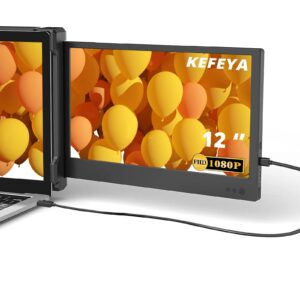 kefeya laptop screen extender, portable monitor for laptop 12" full hd ips display, dual monitor extender compatible with 13-16 inch windows, chrome & mac