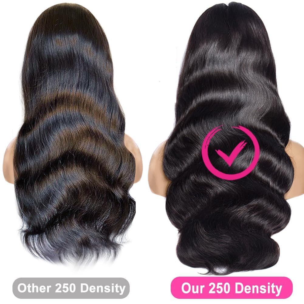 250 density human hair wig 13x4 HD Lace Front Wigs Human Hair Pre Plucked glueless wigs human hair Body Wave Wigs Human Hair Wigs For Black Women Frontal Wigs Human Hair Bleached Knots 20 Inch