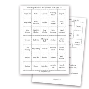 InvitationHouse 60 Prefilled Baby Shower Bingo Cards (Eucalyptus Foliage)