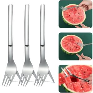 huikdy watermelon fork slicer, 2-in-1 watermelon slicer fork stainless steel cutter, summer watermelon cutting fork, multi-purpose fruit forks (3pc)