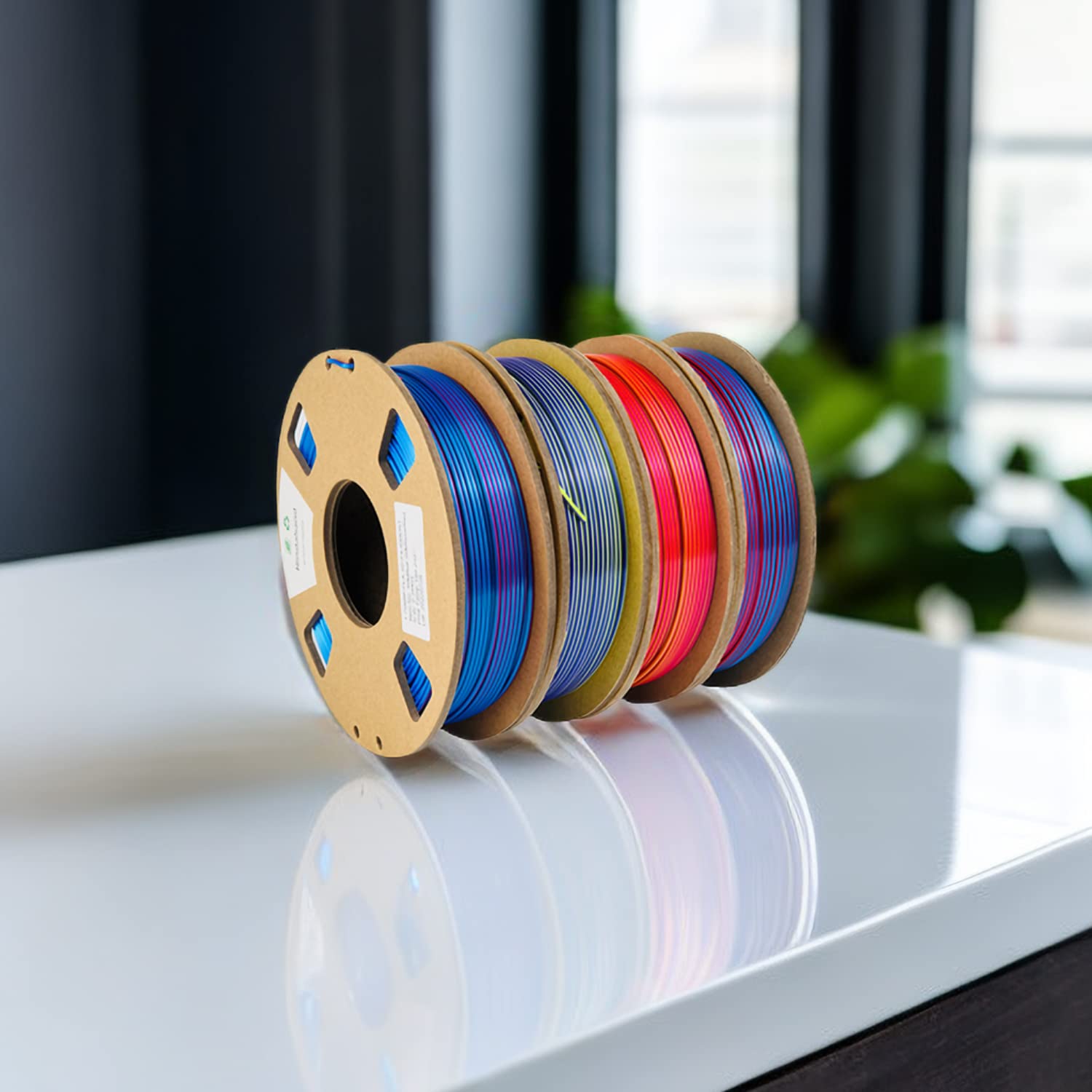 Mindahand Dual Color Pla Filament, 3D Printer Filament Bundle Silk PLA Filament 1.75mm Multicolor Pla Filament Cardboard Spool 4x250g