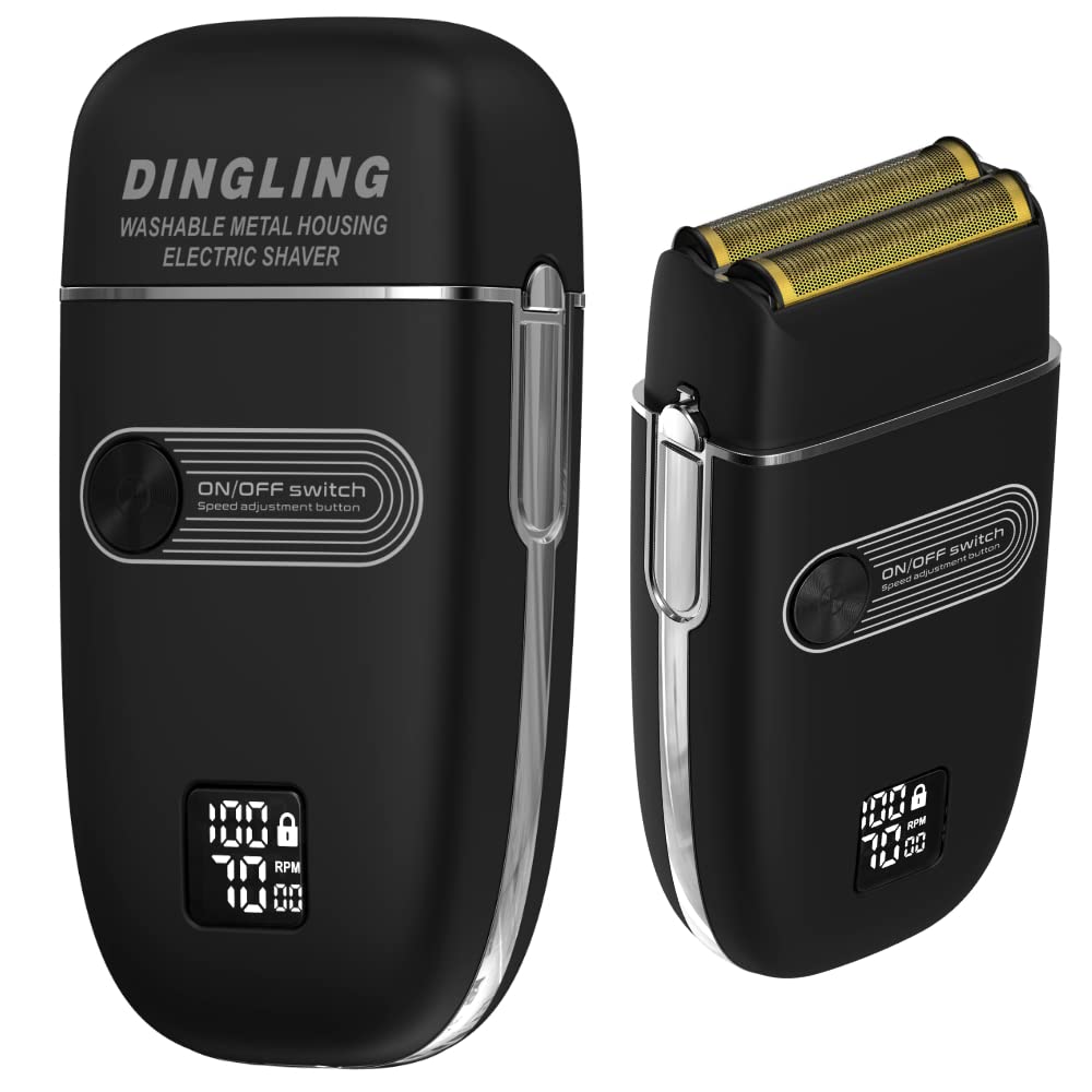 SENZOKAN - Dingling Factory - Foil Shaver 2 Blades - Dry or Wet Shaving - Rechargeable USB - Aluminium Titanium - Compact - Home and Travel. (Black)