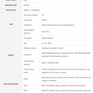 2PCS Waveshare Industrial USB to RS485 Converter with Original FT232RL and SP485EEN Embedded Protection Circuits for Industrial Control Equipments and/or Applications