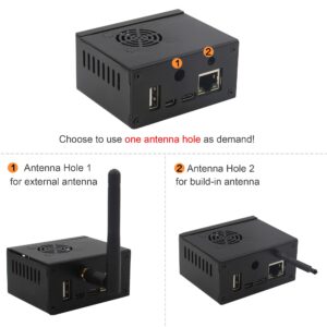 eleUniverse Orange Pi Zero 2 Case N500, Metal Case with 5V 3010 Cooling Fan and 4pcs Aluminum Heatsinks & Antenna