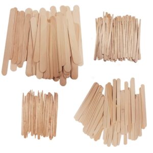 [300 pcs] 4 style assorted wooden waxing sticks 300, hair removal sticks applicator,spatulas, for brazilian waxing and eyebrow,leg and small to large area