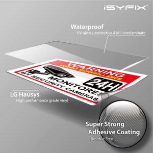 iSYFIX Video Surveillance Warning Sign Sticker - 2 Pack 10x7 inch – Premium Self-Adhesive Vinyl, Laminated for Ultimate UV Protection, Weather, Scratch, Water & Fade Resistance, Indoor & Outdoor