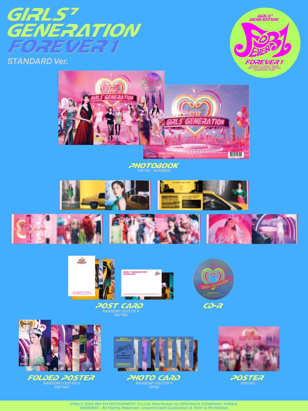 Dreamus Girls' Generation SNSD - Vol.7 FOREVER 1 [Standard Edition] CD+Folded Poster, SMK1482