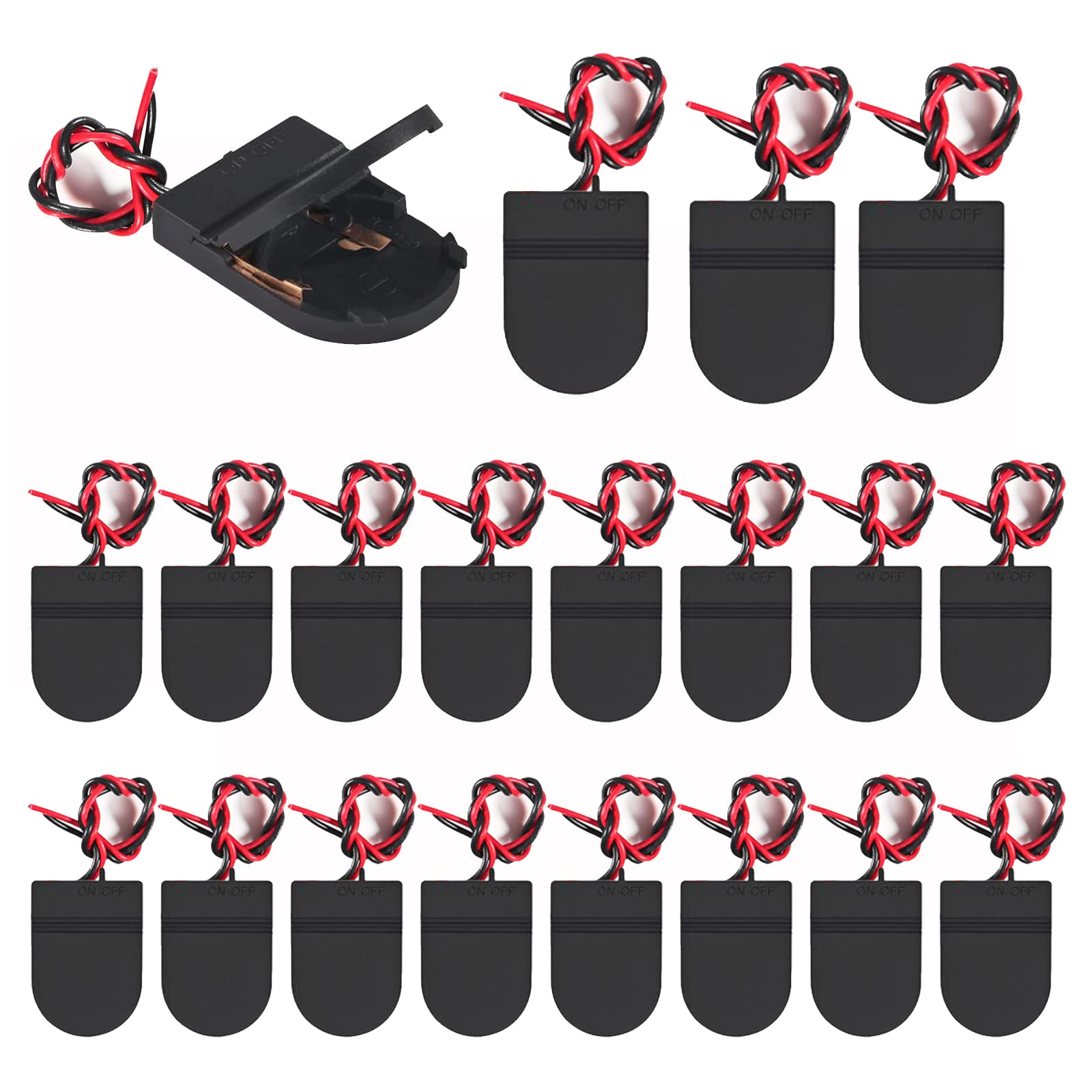 AEDIKO 20pcs CR2032 Battery Holder Coin Cell Battery Holder 1x CR2032 Battery Holder Battery Storage Boxes Cover with On ON-Off Switch Socket Container (20pcs)