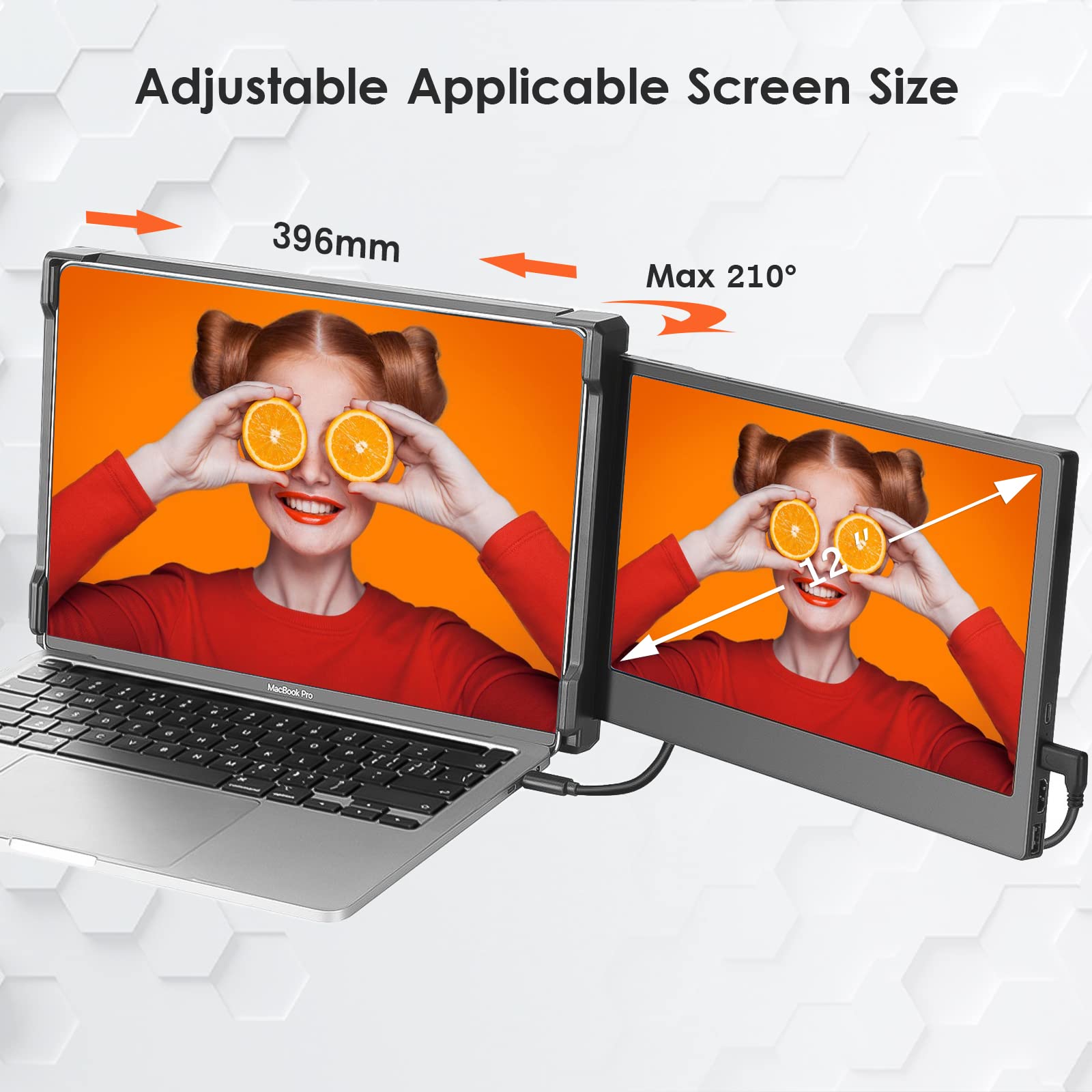 KEFEYA Laptop Screen Extender, Portable Monitor for Laptop 12" Full HD IPS Display, Dual Monitor Extender Compatible with 13-16 Inch Windows, Chrome & Mac