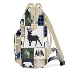 XIUCOO Personalized Deer Bear Diaper Bag Backpack with Name Custom Nappy Mommy Bags for Baby Girl Boy Gifts