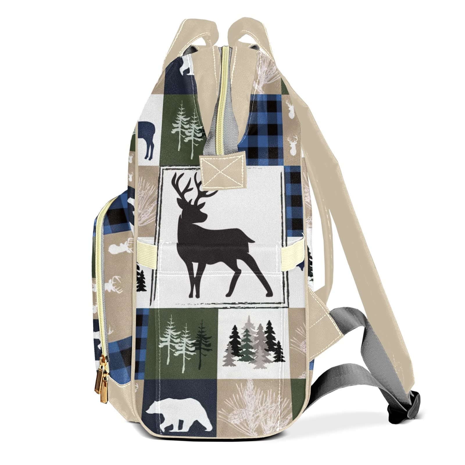 XIUCOO Personalized Deer Bear Diaper Bag Backpack with Name Custom Nappy Mommy Bags for Baby Girl Boy Gifts