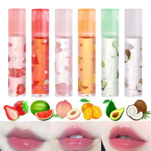 Mrettick Moisturizing Lip Oil 6 Pcs Roll-on Lip Oil Set Fresh Lip Glaze Transparent Colorless Moisturizing Lip Lotion Hydrating Lip Oil Set for Lip Care (#4)