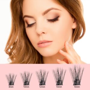 QUEWEL Lash Clusters 72 Pcs Wide Stem Cluster Lashes Mix8-16mm DIY Eyelash Extension Individual False Eyelashes Soft & Do Not Break for Personal Makeup Use at Home(QUH-S012-Mix8-16mm)