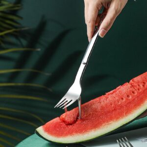 HUIKDY Watermelon Fork Slicer, 2-in-1 Watermelon Slicer Fork Stainless Steel Cutter, Summer Watermelon Cutting Fork, Multi-Purpose Fruit Forks (3pc)