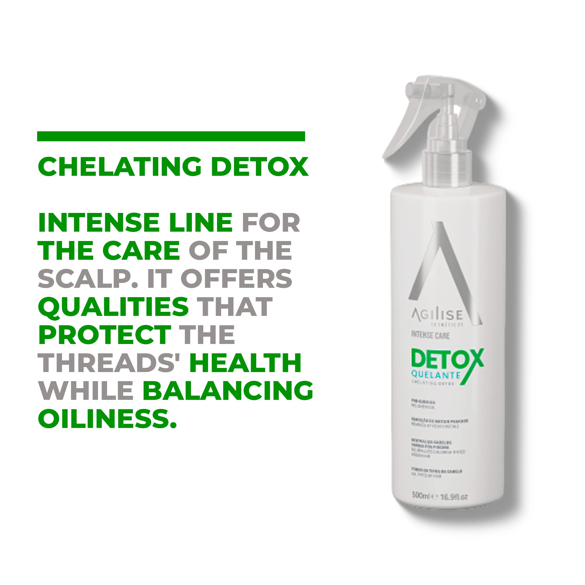 Pre Chemical Chelating Detox - Neutralizes Chlorine-Tinted Green Hair, Hair Products for Women, Intense Cleansing Treatment to Remove Buildup - VEGAN, Coconut Oil - 16.9fl.oz/500ml - AGILISE