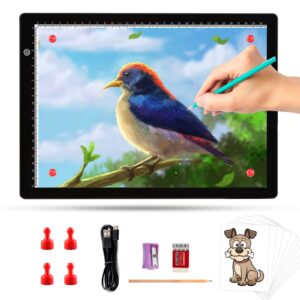 toheto a4 ultra-thin portable led light box tracer with 4 magnets, type c usb power cable stepless dimmable brightness tracing light pad for weeding vinyl tattoo drawing x-ray viewing diamond painting