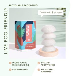 Konjac Face Sponge (4 Pack) | 100% Natural & Dye Free | Non-Toxic | Biodegradable | Eco-Friendly | Plastic Free Packaging