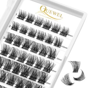 quewel lash clusters 72 pcs wide stem cluster lashes mix8-16mm diy eyelash extension individual false eyelashes soft & do not break for personal makeup use at home(quh-s012-mix8-16mm)