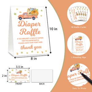 Gihyan Baby Shower Game Set - 1 Self-Standing Sign + 50 Guessing Cards, Fall Thanksgiving Day Diaper Raffle Tickets